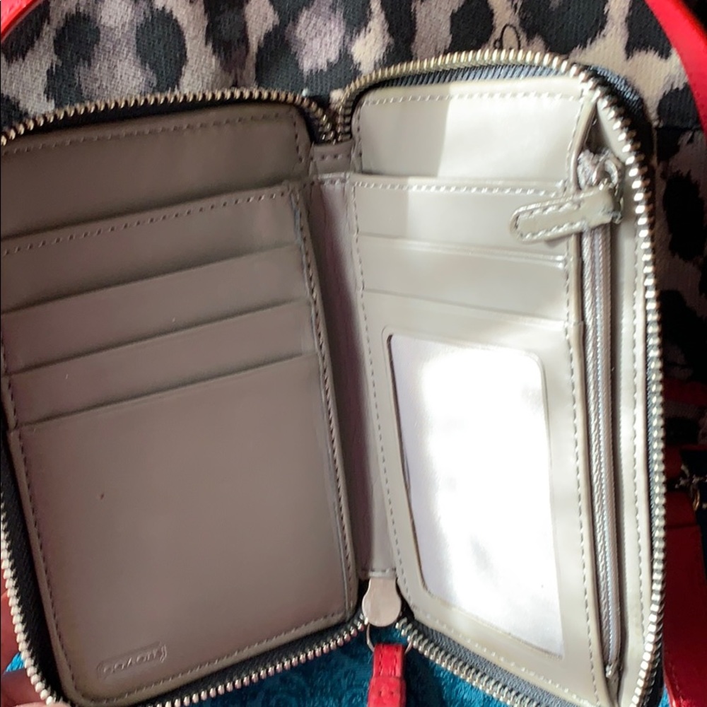 Leopard print/red Coach bag w/ wristlet - Picture 8 of 8